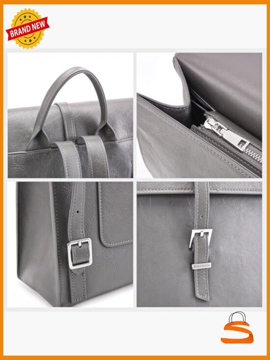 Leather Backpack 14-Inch Laptop Compartment Work Business